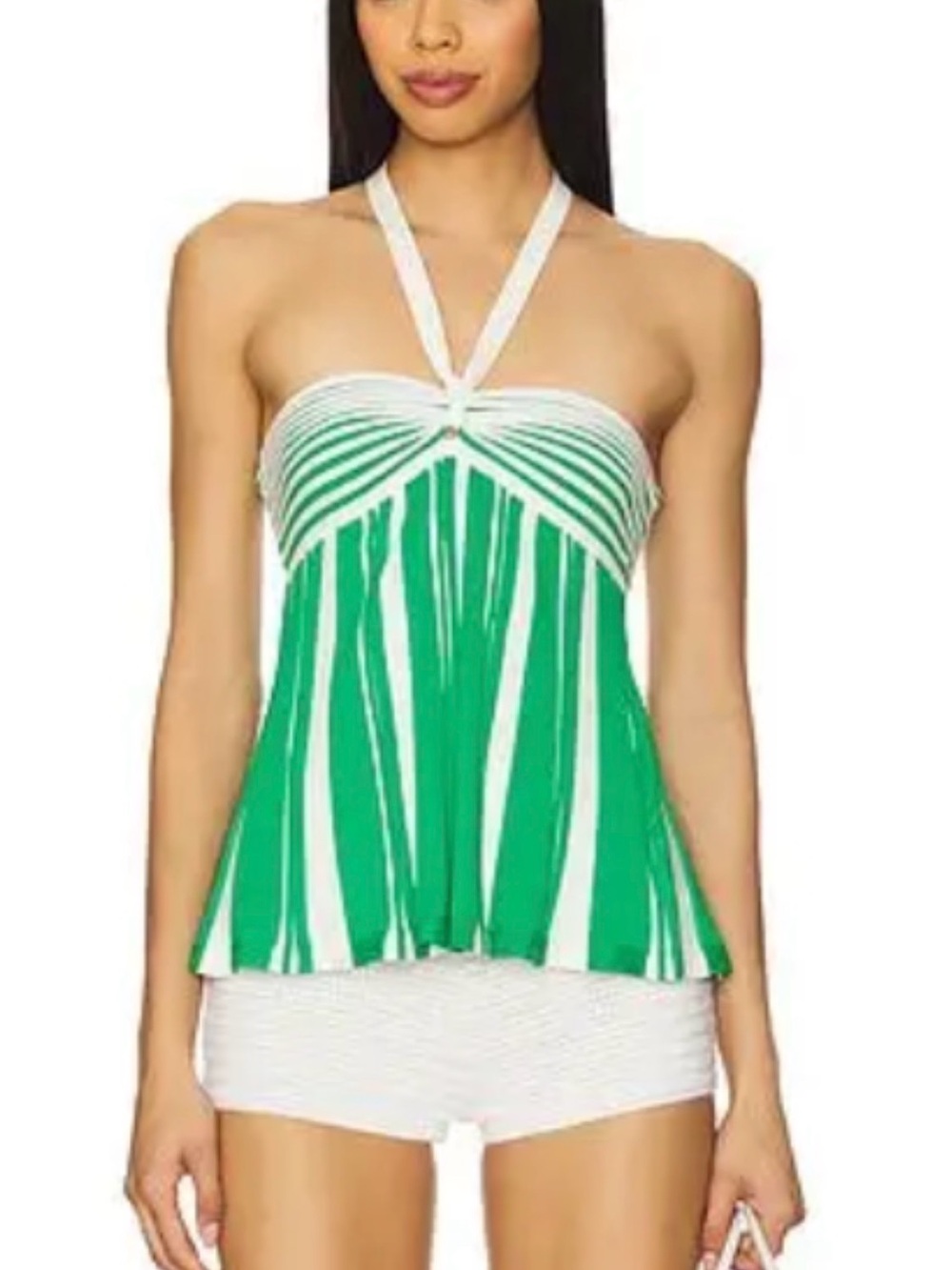 Amanda Uprichard Dianella Top in Ivory & Green